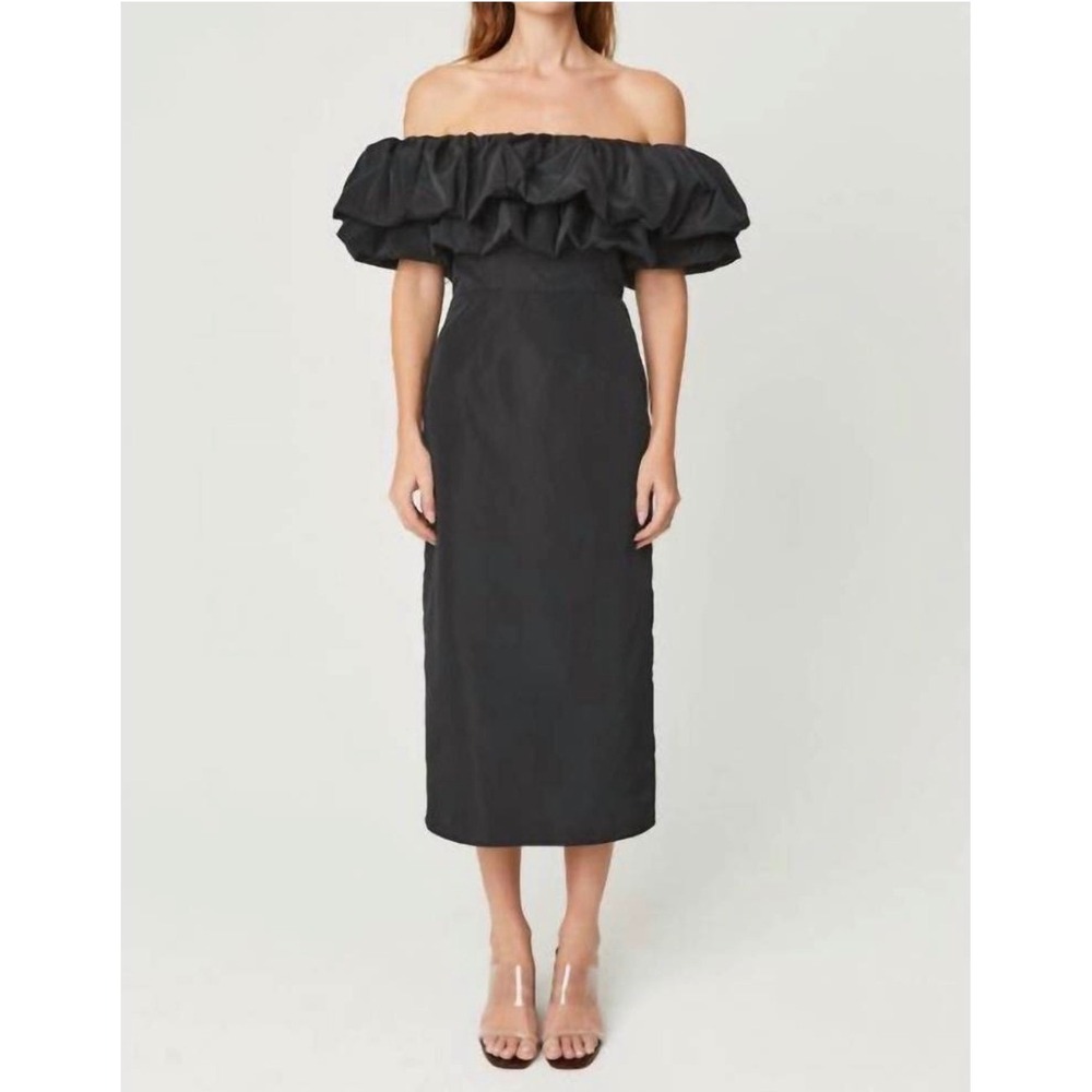 NWT Rhode Viola Off‎ Shoulder Midi Dress Black Sz 10 $595